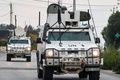 レバノン南部マルジェユーンをパトロールする国連レバノン暫定軍（UNIFIL）の車両（2024年10月11日撮影）。(c)AFP