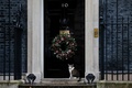 英ロンドンのダウニング街10番地、首相官邸前に座る猫のラリー（2020年12月19日撮影）。(c)Tolga Akmen / AFP