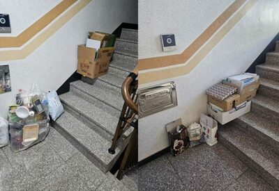 再利用ゴミ、家庭ゴミ、宅配物、植木鉢、傘…韓国・集合住宅廊下が迷惑住民の“私物置き場”に