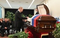 ロシア・モスクワで、エブゲニー・ジニチェフ非常事態相の葬儀に参列するウラジーミル・プーチン大統領（2021年9月10日撮影）。(c)Alexey NIKOLSKY / SPUTNIK / AFP