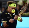 テニス、マドリード・オープン、男子シングルス準々決勝。リターンを打つダビド・フェレール（2015年5月8日撮影）。(c)AFP/JAVIER SORIANO