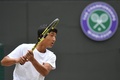 テニス、ウィンブルドン選手権、ジュニア男子シングルス決勝。リターンを打つ望月慎太郎（2019年7月14日撮影）。(c)Ben STANSALL / AFP