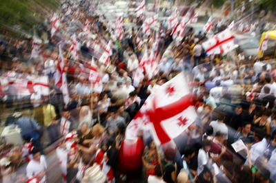 ロシア軍駐留への抗議集会、グルジア・トビリシ ロンドンなどでも