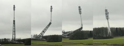 高さ171メートルのタワー解体写真を公開、ベルギー