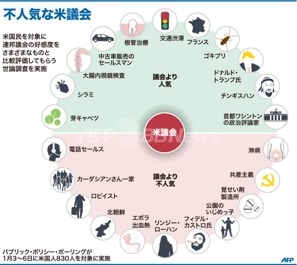 米議会よりゴキブリのほうがまし、世論調査 米議会よりゴキブリのほうがまし、世論調査
