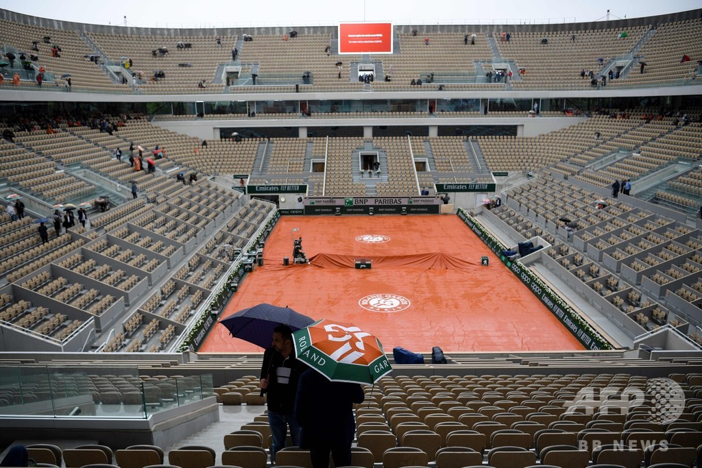 全仏OPは雨で全試合中止に、男女単決勝が同日開催の可能性も 写真8枚 国際ニュース：AFPBB News