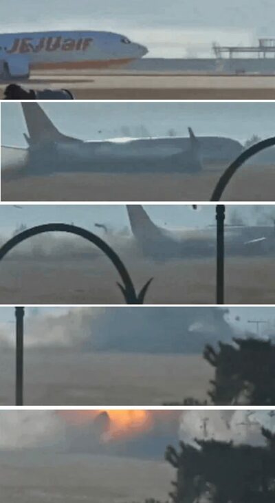 韓国・航空機事故、死者は47人に…次第に明らかになる「胴体着陸」の場面
