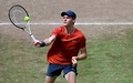 男子テニス、テラ・ウォルトマン・オープン、シングルス決勝。リターンを打つヤニック・シナー（2024年6月23日撮影）。(c) CARMEN JASPERSEN / AFP