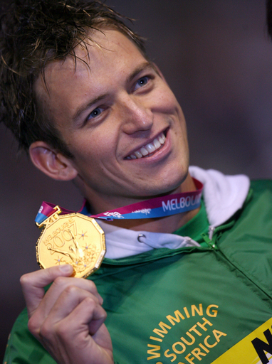 ＜第12回世界水泳選手権＞競泳、男子50メートル背泳ぎの表彰式に臨むザンドバーグ - オーストラリア
