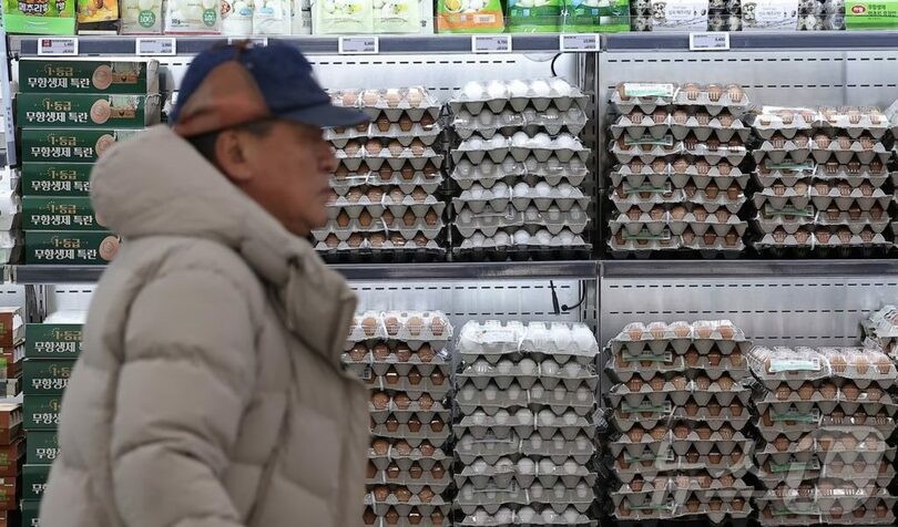 ソウル市内の大型マートに陳列された卵(c)news1