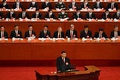 中国・北京の人民大会堂で開かれた中国共産党の第20回党大会で演説する習近平総書記（国家主席、2022年10月16日撮影）。(c)Noel CELIS / AFP