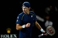 男子テニス、パリ・マスターズ、シングルス3回戦。ポイントを奪いガッツポーズをするアレックス・デミノー（2024年10月31日撮影）。(c)JULIEN DE ROSA / AFP