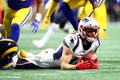 第53回スーパーボウル、ロサンゼルス・ラムズ対ニューイングランド・ペイトリオッツ。パスをキャッチしたニューイングランド・ペイトリオッツのジュリアン・エデルマン（2019年2月3日撮影）。(c)Maddie Meyer/Getty Images/AFP