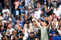 全米オープンテニス、男子シングルス決勝。優勝を喜ぶヤニック・シナー（2024年9月8日撮影）。(c)ANGELA WEISS / AFP
