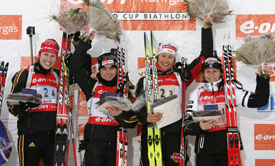 ドイツ 第2戦女子4x6キロメートルリレーで優勝