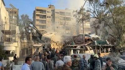 動画：在シリア・イラン大使館をイスラエル空爆か 革命防衛隊幹部を殺害