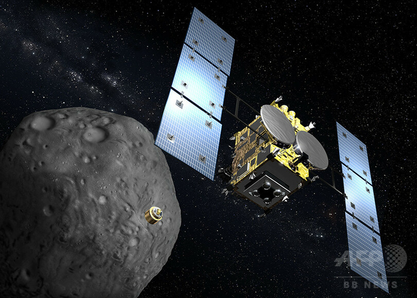 小惑星に着陸する「はやぶさ2」想像図、JAXAが公開