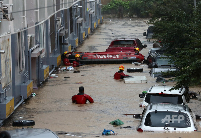 韓国・大田で豪雨による洪水発生 建物浸水、住民避難