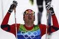 2010年バンクーバー冬季五輪、クロスカントリースキー男子50キロメートルクラシカル。優勝を喜ぶノルウェーのペッテル・ノールトゥグ。（2010年2月28日撮影）(c)AFP/FRANCK FIFE