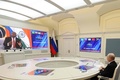 BRICS首脳による非公式会合にオンラインで出席するロシアのウラジーミル・プーチン大統領。南アフリカ・ヨハネスブルクで（2023年8月22日撮影）。(c)Mikhail KLIMENTYEV / POOL / AFP