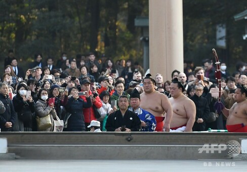 絵画日本画原画「明治神宮奉納土俵入り」 3横綱が明治神宮で新春恒例の奉納土俵入り 写真14枚 国際ニュース