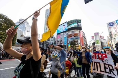 都内でデモ、ウクライナ侵攻に抗議