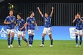 第19回アジア競技大会、サッカー女子準決勝、中国対日本。3点目のゴールを決めて喜ぶ千葉玲海菜（右から2人目、2023年10月3日撮影）。(c)Jung Yeon-je/ AFP