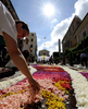 イタリア・ローマ（Rome）南部にあるジェンツァーノ（Genzano）で開催された、花びらじゅうたんの祭り「infiorata（インフィオラータ）」に出品された作品（2008年6月15日撮影）。(c)AFP/Tiziana Fabi