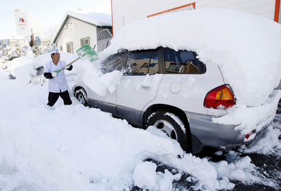 韓国北東部で豪雪、江陵市では積雪60センチ