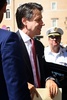 イタリアの首都ローマで、上院での演説のため国会議事堂に到着したジュセッペ・コンテ首相（2019年8月20日撮影）。(c)Alberto PIZZOLI / AFP
