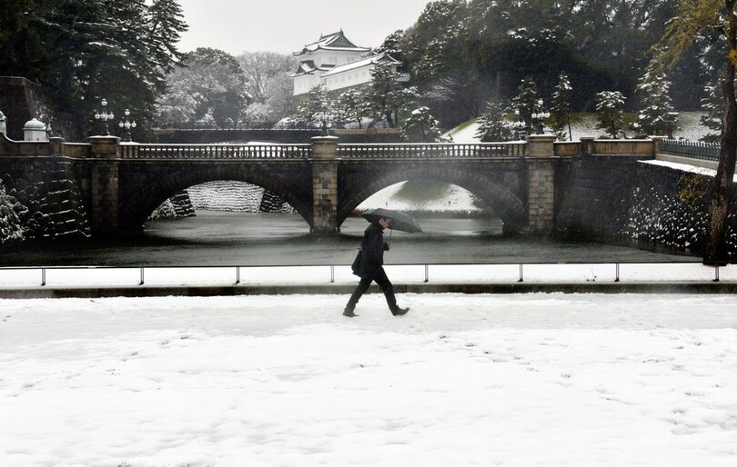 東京都心で大雪、交通機関に乱れ