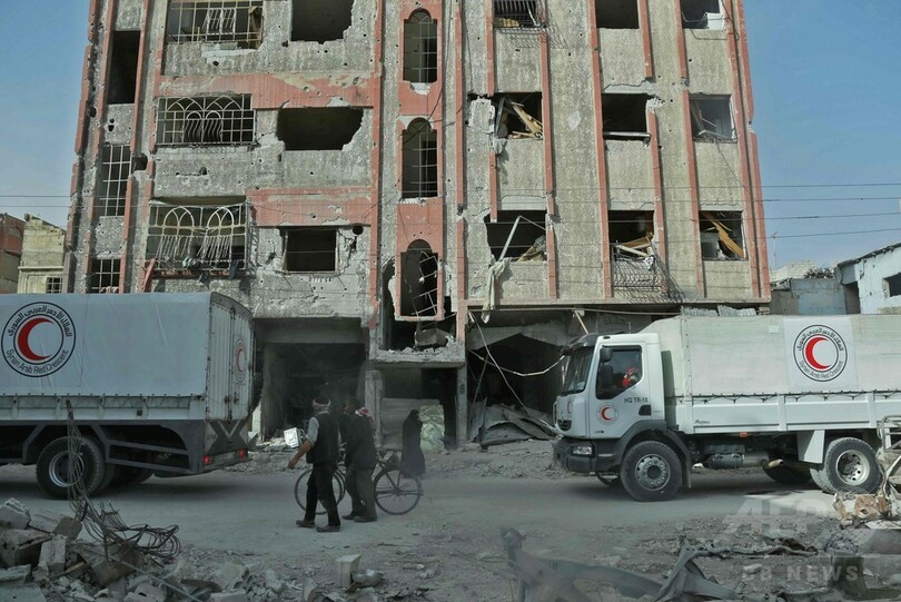 シリア援助物資輸送切り上げ、政府軍の攻撃続く