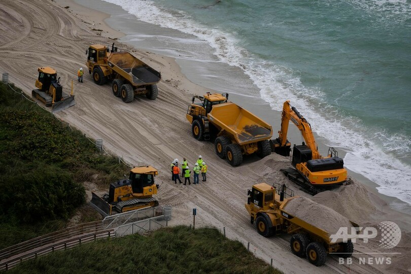 海岸浸食を食い止めろ、米マイアミビーチに23万立方メートルの砂搬入