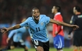 コパ・アメリカ2011（2011 Copa America）1次リーグC組、ウルグアイ対チリ。後半9分に先制点を決め、喜ぶウルグアイのアルバロ・ペレイラ（Alvaro Pereira、2011年7月8日撮影）。(c)AFP/Ronaldo Schemidt