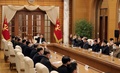 北朝鮮の首都平壌で、緊急政治局会議を開いた金正恩総書記（中央）。朝鮮中央通信（KCNA）公開（2022年5月12日撮影）。(c)AFP PHOTO/KCNA VIA KNS
