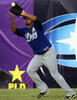 ボールをキャッチするティグレス・デル・リセイの中堅ホゼ・ボーティスタ（%%Jose Bautista%%）。(c)AFP/Juan BARRETO