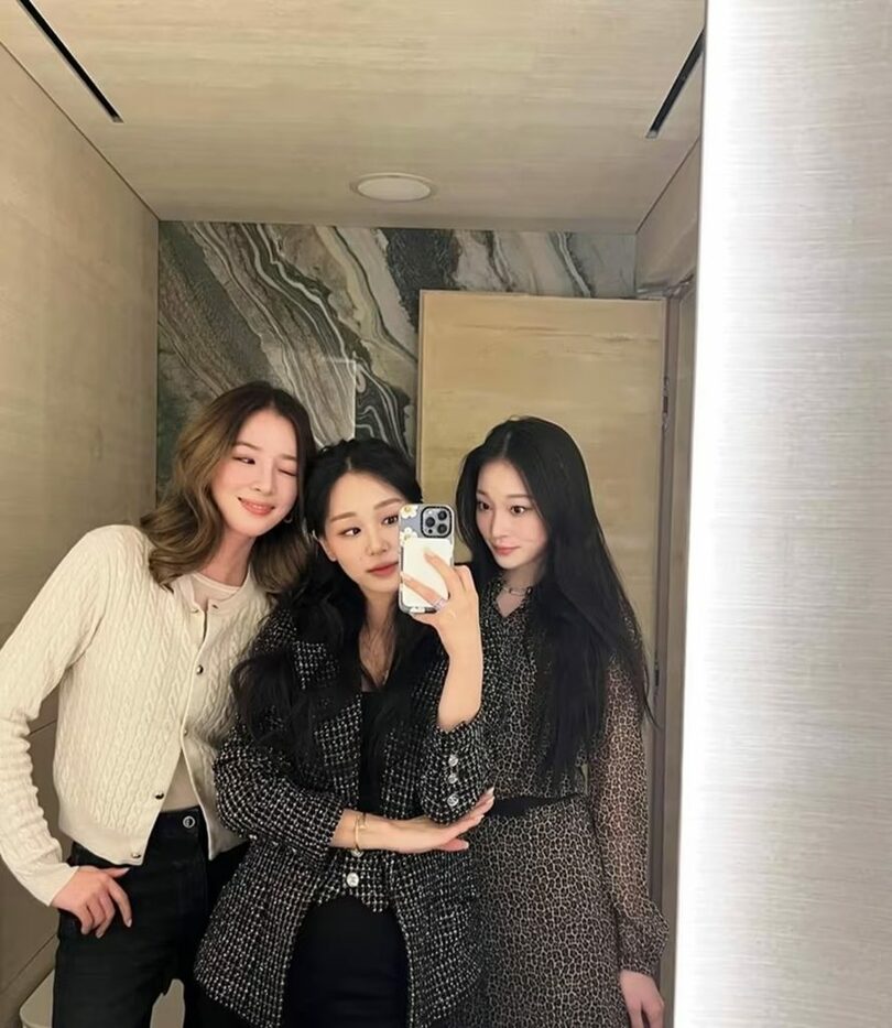 （左から）モデルのアイリーン、大林グループ4世のイ・ジュヨン、新世界グループの孫娘ANNIE＝イ・ジュヨンのInstagram(c)news1