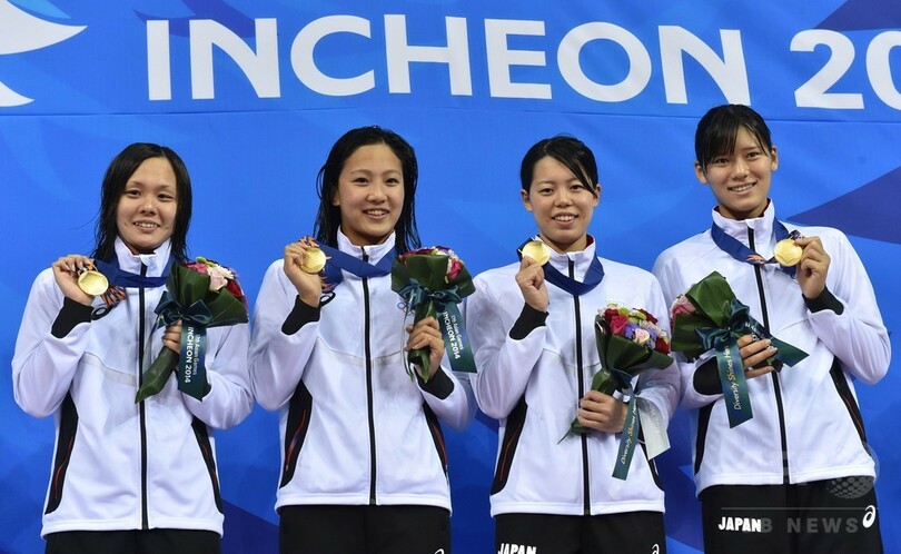 日本が女子4 100mメドレーリレーで金 アジア大会 写真7枚 国際ニュース Afpbb News
