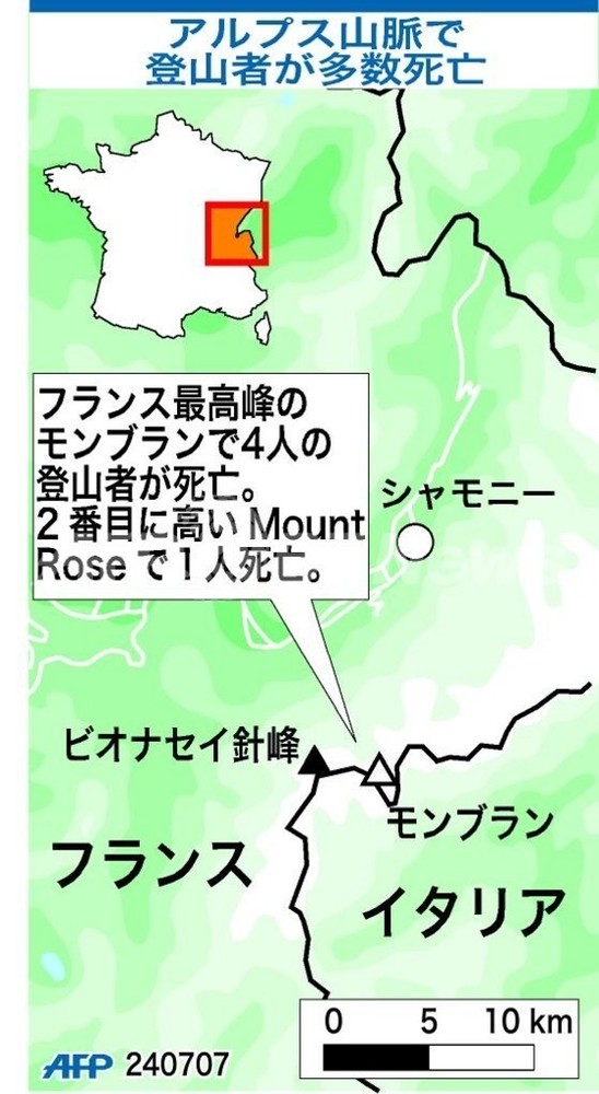 モンブランの登山事故で5人が死亡 写真1枚 国際ニュース Afpbb News