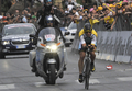 第92回ジロ・デ・イタリア（%%2009 Giro d&apos;Italia%%）第21ステージ（ローマ市街、14.4キロメートル個人タイムトライアル）。ラボバンク（%%Rabobank%%）のデニス・メンショフ（%%Denis Menchov%%、ロシア）が、首位と24秒差の19分06秒でステージを10位で終え、合計タイムを86時間03分11秒として総合優勝を果たした。写真は合計タイム86時間19分10秒で総合12位に入ったアスタナ（%%Astana%%）のランス・アームストロング（%%Lance Armstrong%%）。（2009年5月31日撮影）(c)AFP/DAMIEN MEYER