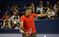 男子テニス、上海マスターズ（2014 Shanghai Rolex Masters）シングルス決勝。リターンを打つロジャー・フェデラー（Roger Federer、2014年10月12日撮影）。(c)AFP/JOHANNES EISELE