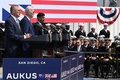 米サンディエゴで、米英豪の安全保障枠組み「AUKUS（オーカス）」首脳会合に際し記者会見する同3か国の首脳（2023年3月13日撮影）。(c)Jim WATSON / AFP