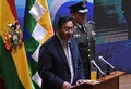 ボリビアの政府所在地ラパスで開かれた調印式で演説するルイス・アルセ大統領（2023年6月29日撮影）。(c)AIZAR RALDES / AFP