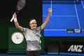 全豪オープンテニス、男子シングルス決勝。勝利を喜ぶロジャー・フェデラー（2017年1月29日撮影）。(c)AFP/WILLIAM WEST