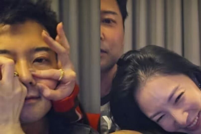 ライブ配信中に肩を寄せ合うチョン・ヒョンムとBoA=SNS配信キャプチャー(c)news1