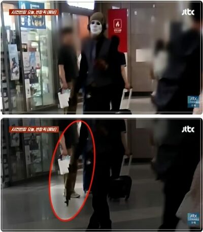 白い仮面に長銃、黒ずくめ…ソウル中心部の駅に現れた外国人、正体は「誕生日のいたずら」