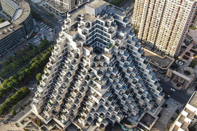 積み木のように見えると評判の建築、江蘇・昆山花橋