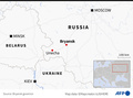 ロシア西部ブリャンスクとウネーチャの位置を示した地図。1日、両都市を結ぶ路線を走行していた貨物列車が脱線した。(c)SOPHIE RAMIS, TUPAC POINTU / AFP