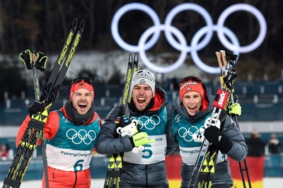 ノルディック複合LHで独勢が金銀銅独占、渡部5位 平昌五輪