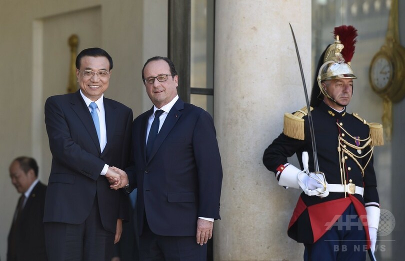 訪仏中の中国首相、温室効果ガス排出削減目標を発表